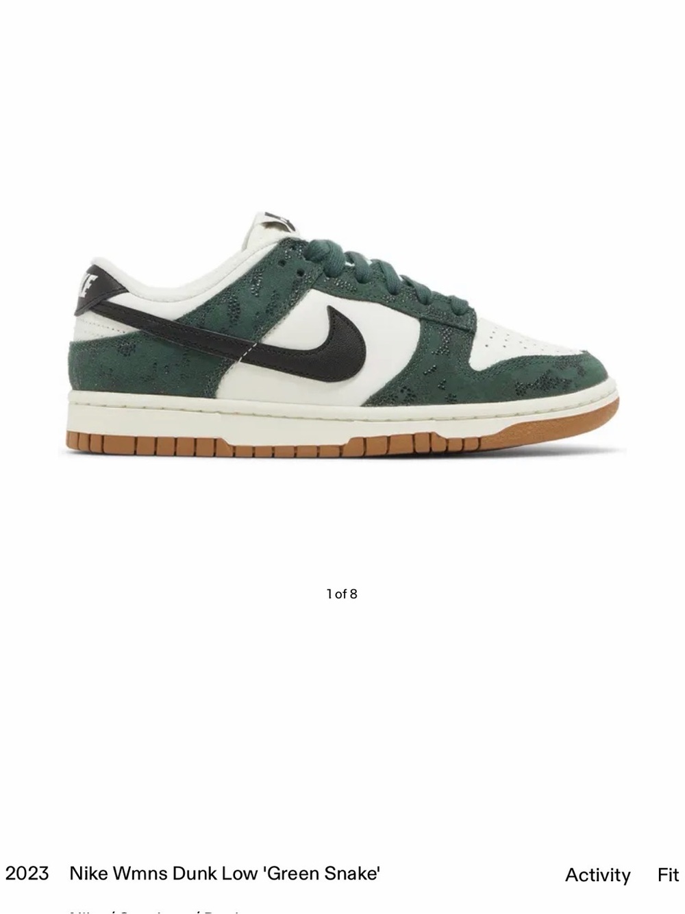 Nike Dunk Low women’s — Green/White/Black with Gum Sole “Green snake”